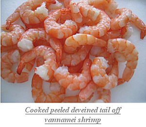 Cooked peeled deveined tail off vannamei shrimp